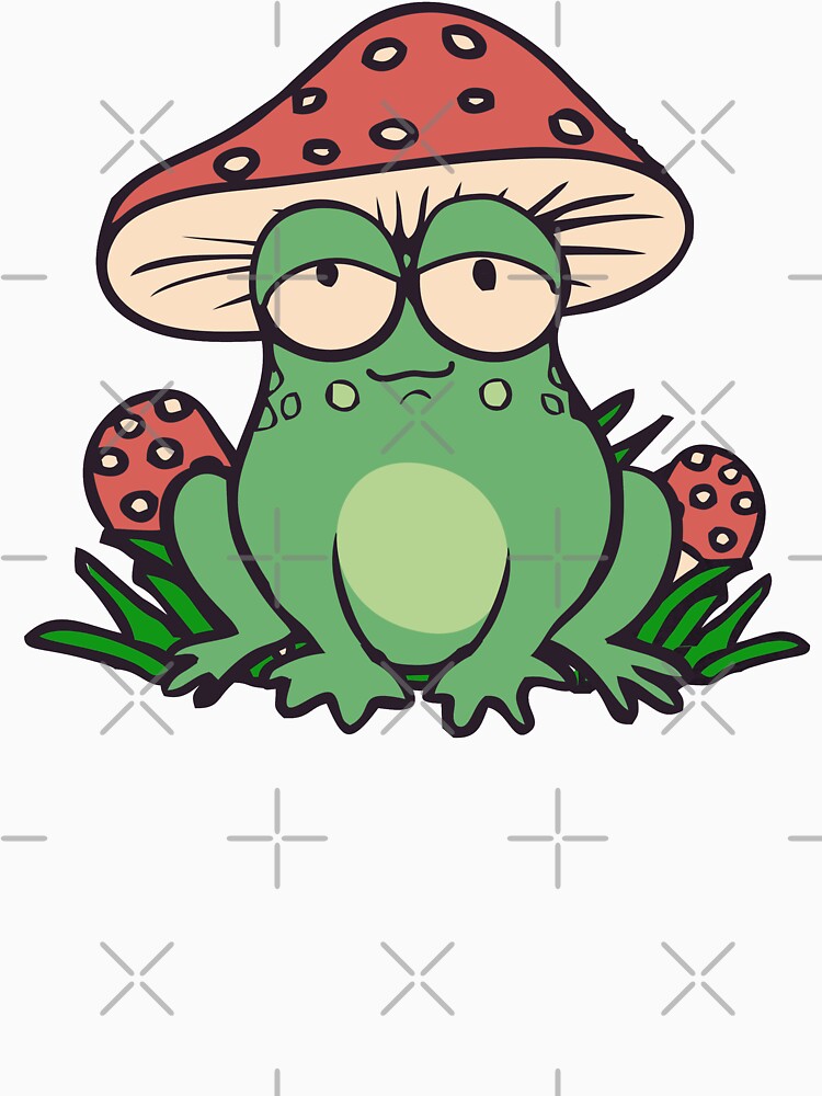 Frog in Mushroom Hat Cottagecore Aesthetic Fairy Frog Lover Gift by alenaz