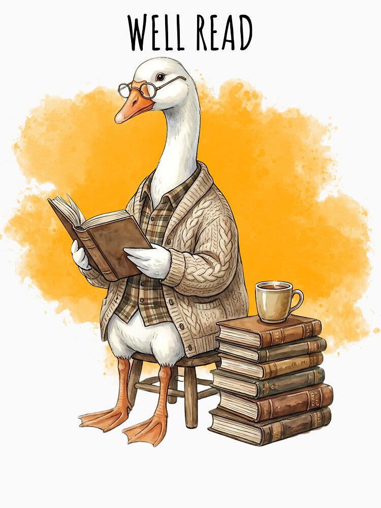 Well Read Goose Funny Book Lover Librarian Reading Books by MTJ-Mushrooms