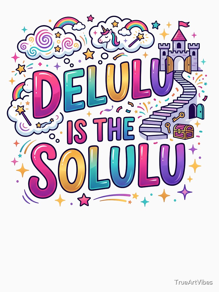 delulu, solulu, internet slang, funny quote, viral phrase, gen z humor by TrueArtVibes