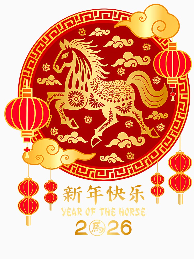Year Of The Horse Lunar New Year 2026 Chinese Zodiac Horse by LeanneSandra