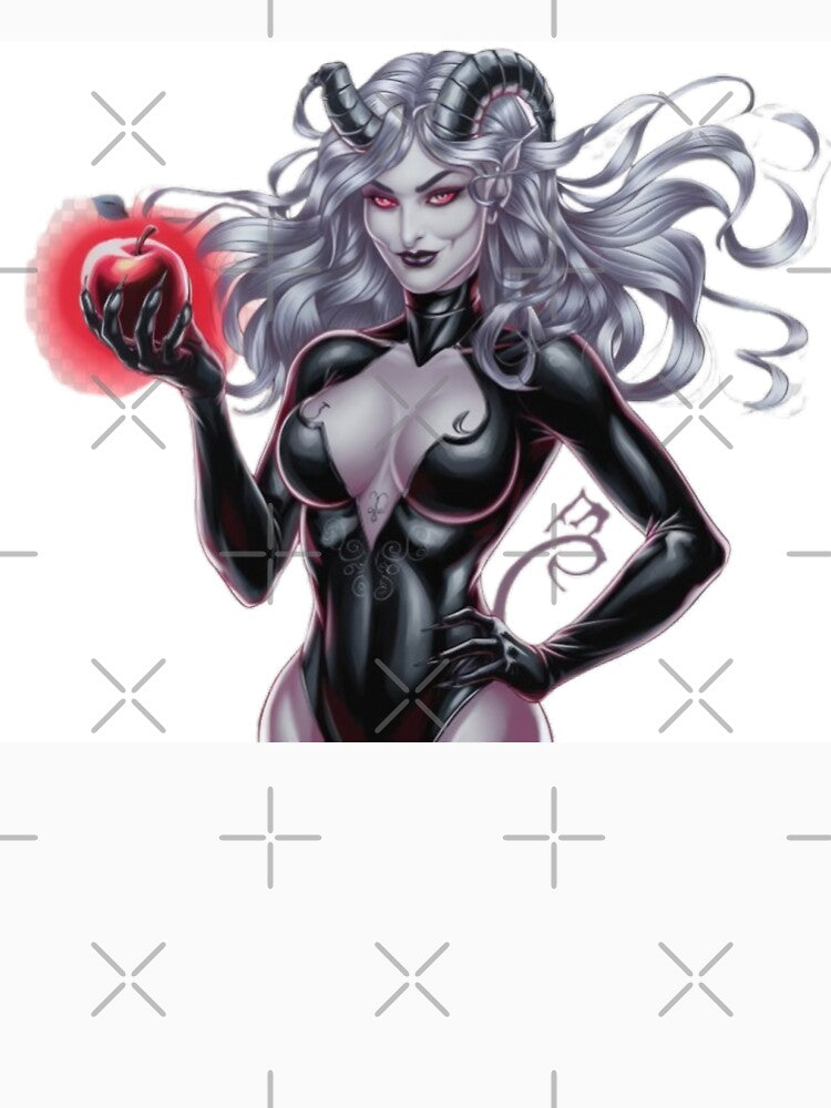 "Feminine Satanic Allure – Seductive Gothic Demon Woman Artwork with Hidden Dark Symbolism" by Fruzbt