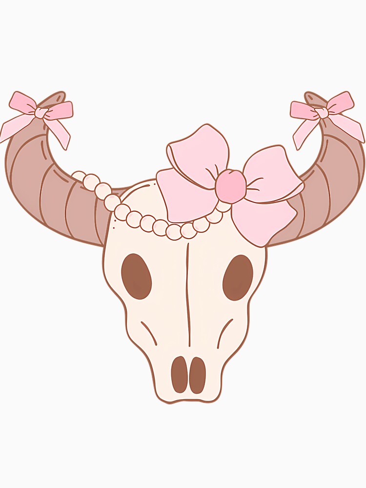 Pink Cow Skull Pearl Necklace Pastel Goth by euwqafalmgn5