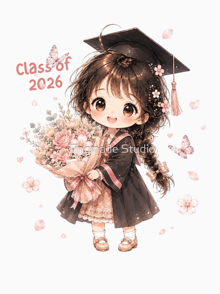 Tinia - Cute Anime Graduate Chibi Girl - Class of 2026 Graduation by Tingmade Studio