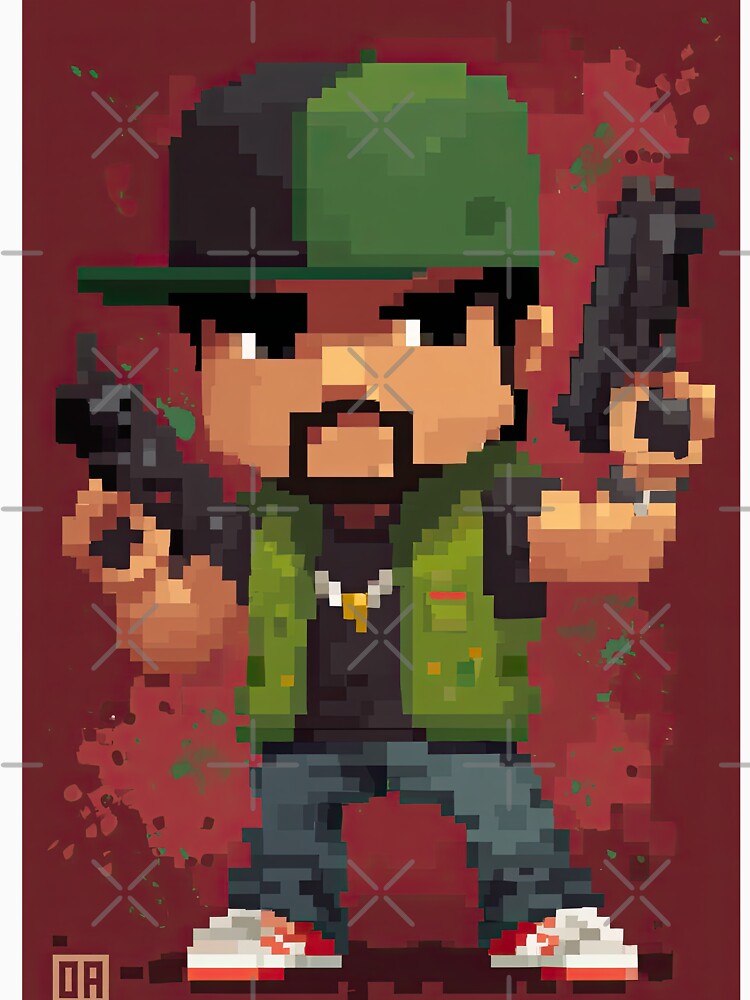 Pixel Guardian with guns Retro Realm by Piotrek0001