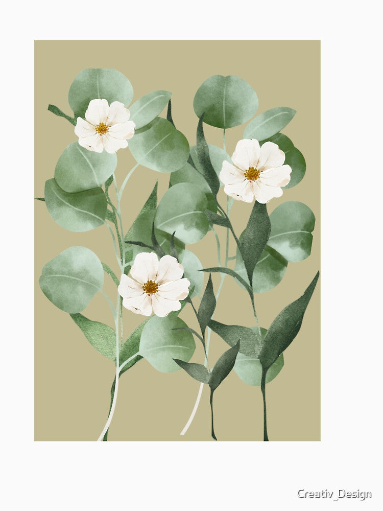 Soft Sage Eucalyptus & White Floral Botanical by Creativ_Design