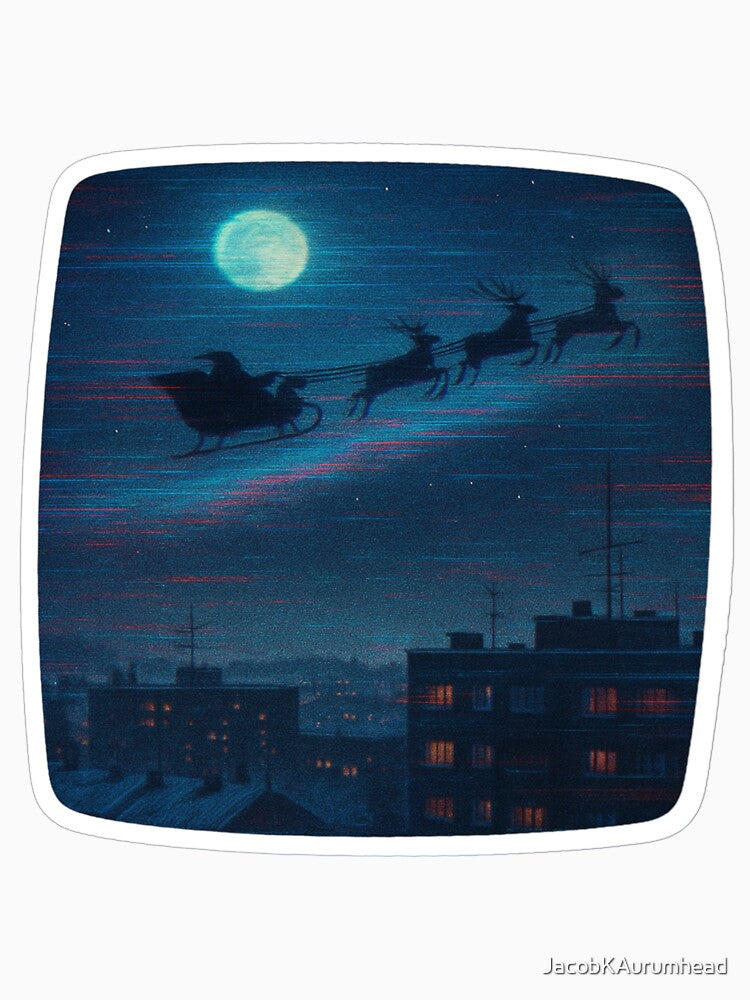Glitched Xmas CRT – Sleigh Above Rooftops – Analog Glitch Nostalgia by JacobKAurumhead