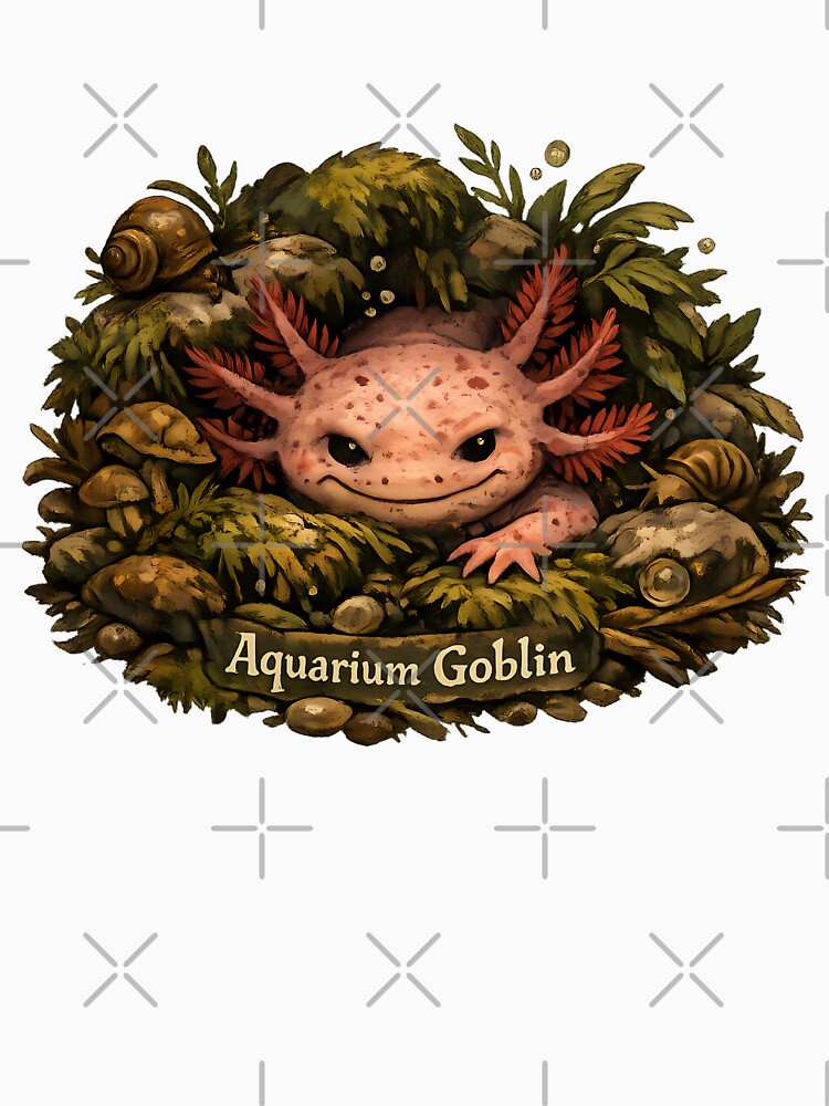 Aquarium Goblin - Goblincore Aquatic Creature Design - Cozy Mossy Axolotl Art - Cottagecore Aquarium Aesthetic by aquaterralife