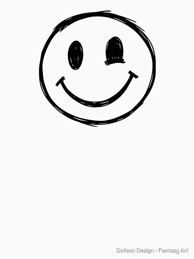 Hand Drawn Winking Smiley - Sketchy Marker Doodle by Dakson Design - Fantasy Art