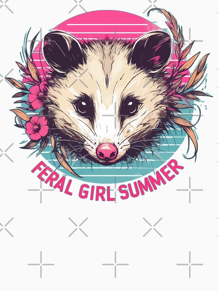Feral Girl Summer Opossum Retro Vintage by TomFrontierArt