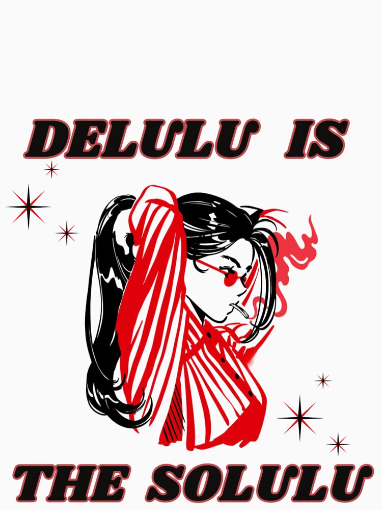 Delulu Is the Solulu – Red & Black Aesthetic Girl Illustration. by Artistry-Nadia