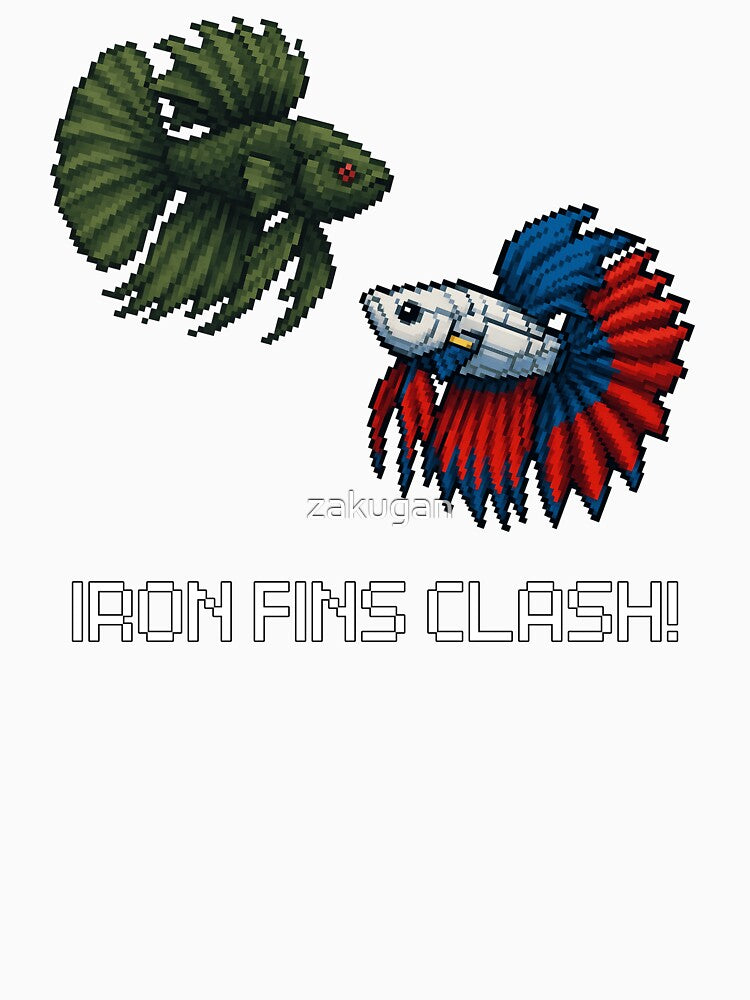mecha pixel duel aquatic fighter betta fish concept retro style by zakugan