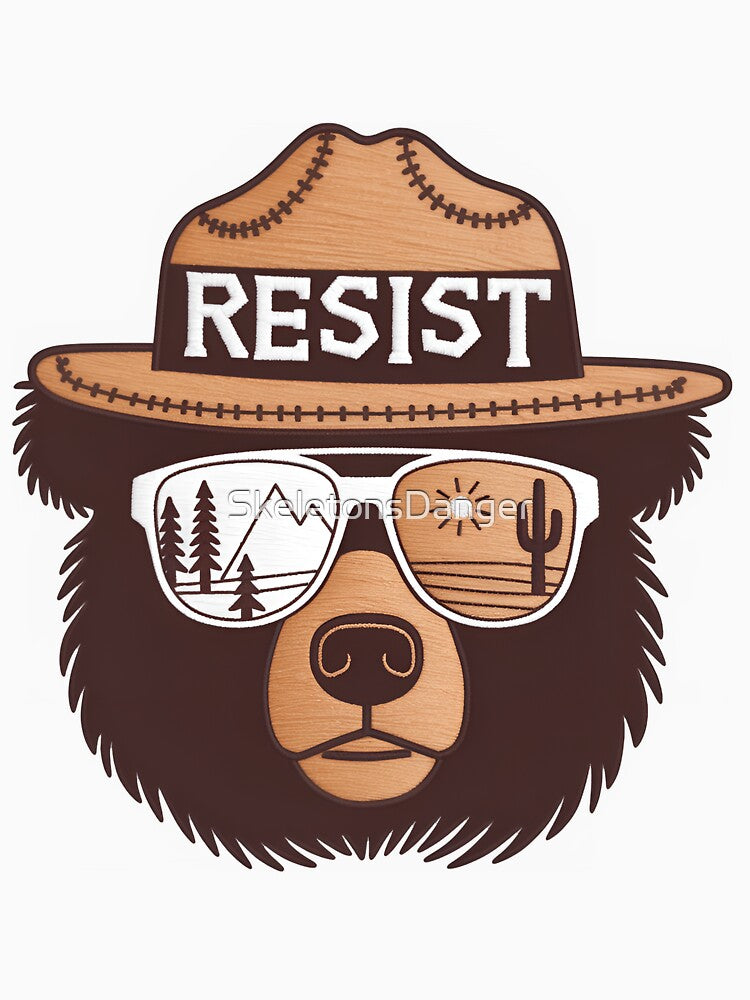 Embroidered bear resist - hands off our national parks us alt service save the nature protect mountains by SkeletonsDanger
