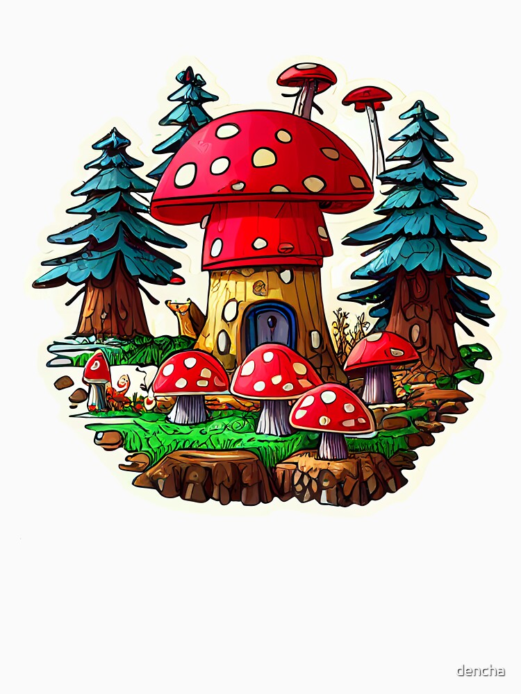 Cottagecore Cute Mushroom Village in Forest by dencha