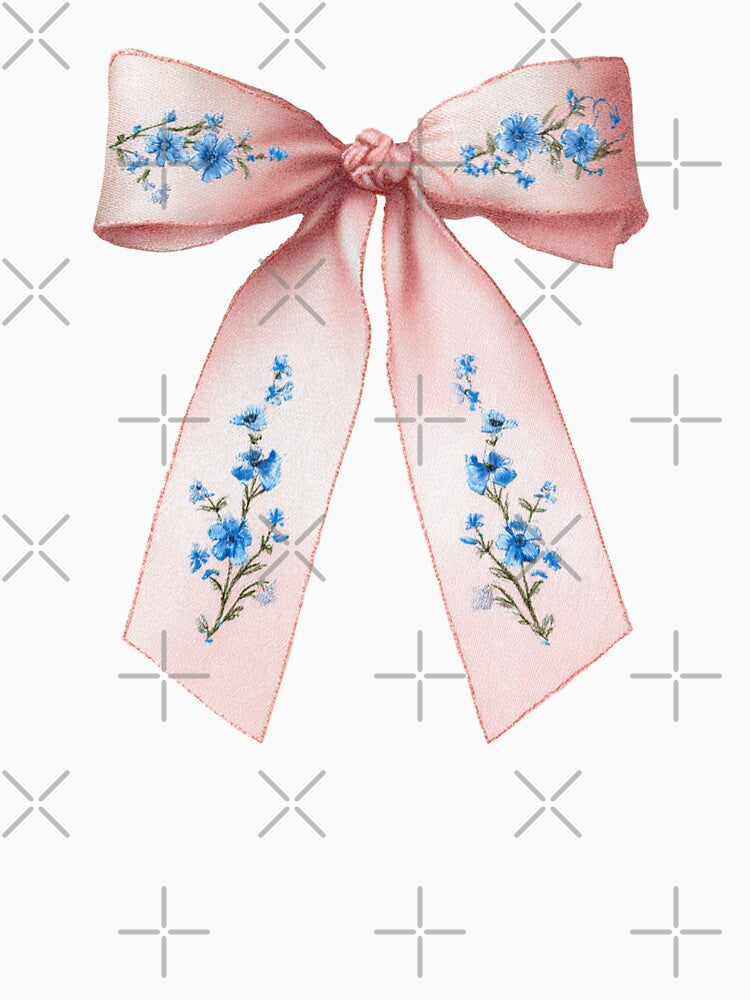 Pink bow with blue flowers by MendaciousMina