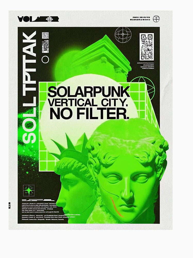 Solarpunk Poster Vertical City by Raw-Ink