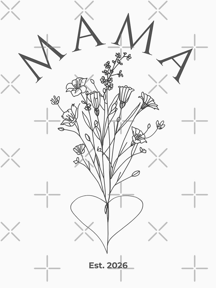 Mama Est 2026 Mothers Day New Mom Floral Heart by TeeArtWorld