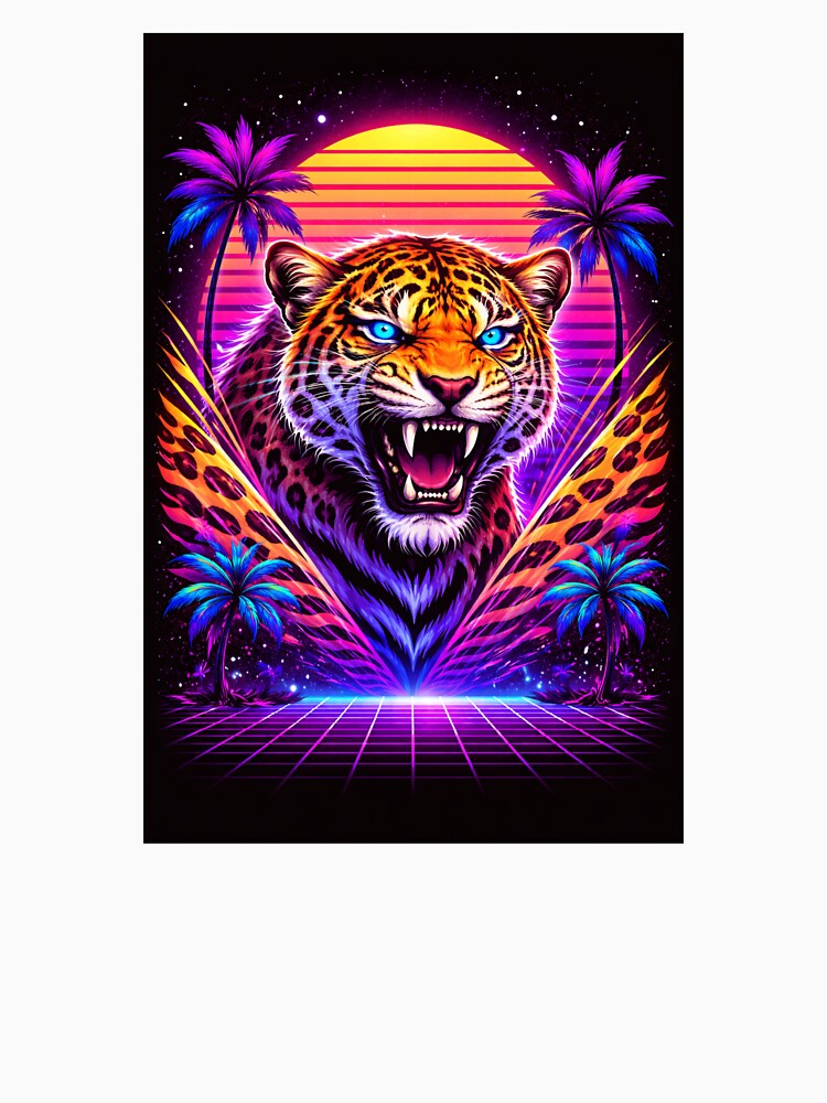 Neon Leopard Tiger – Synthwave Cyberpunk Predator by Fleetwood1994