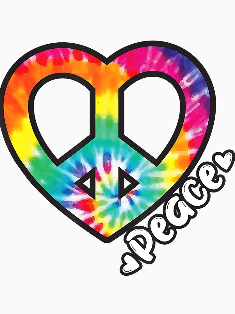 Peace Tie Dye Shirt Vintage Heart Hippie Retro Groovy Gift by AntonetteSimo