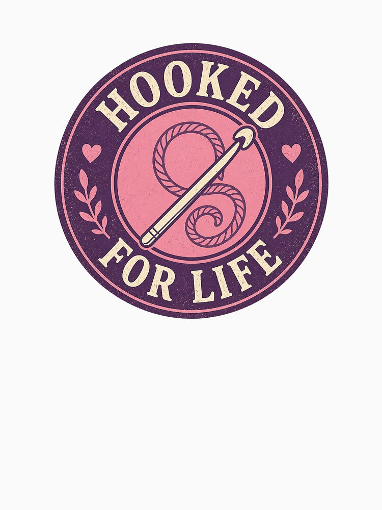 Hooked For Life Crochet Badge by EastEndTownie
