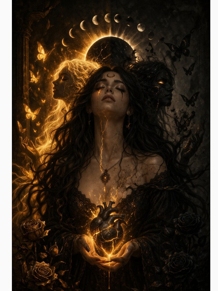 Eclipse Goddess Awakening – Light and Shadow Divine Feminine Art by TheLoopStories