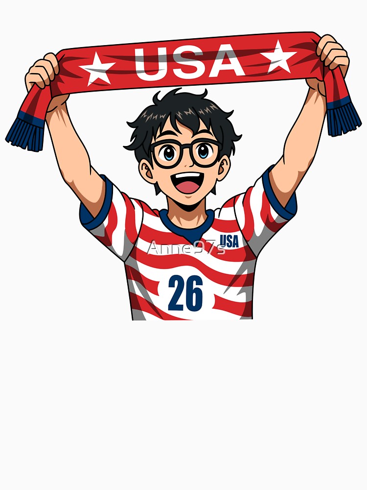 Glasses Anime Boy USA Soccer Scarf Red by Anne97s
