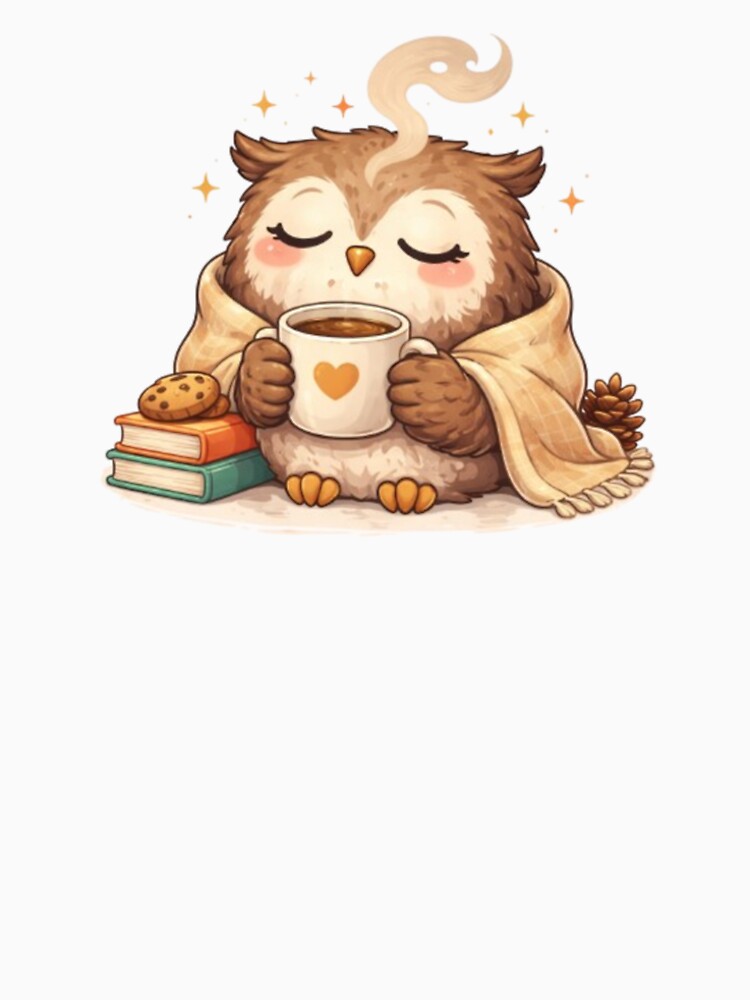 Cozy Owl Drinking Coffee Kawaii Owl Aesthetic | Cute Book Lover Owl by jaksa429