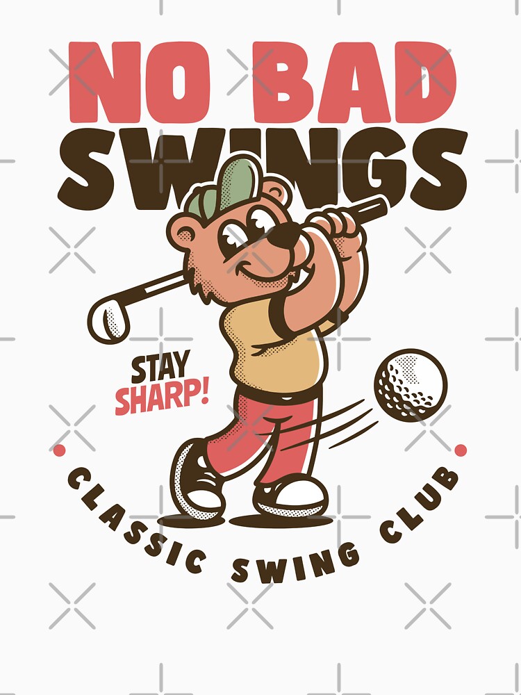 No Bad Swings Golf Bear Cartoon – Funny Classic Swing Club Design by adipra