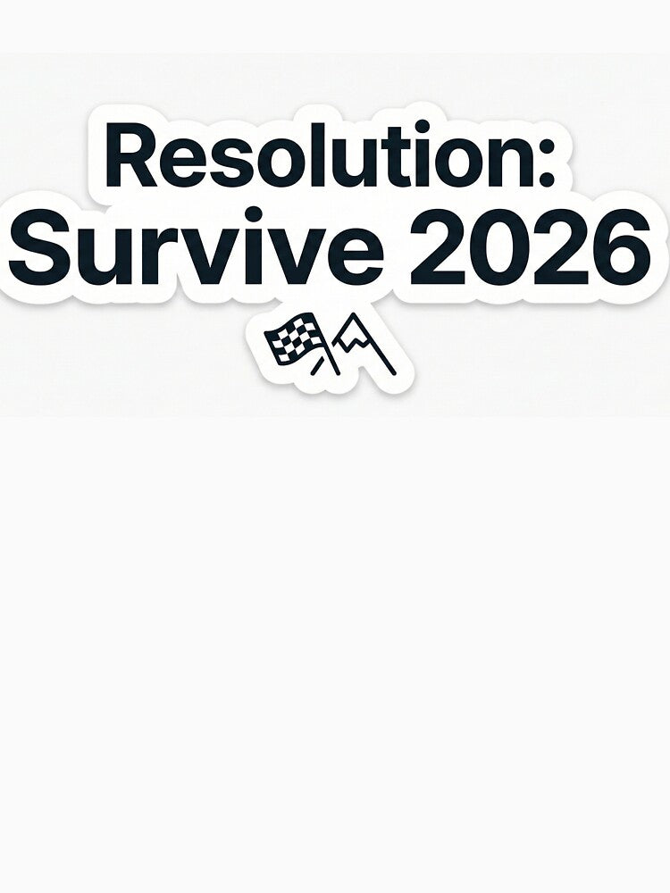 Funny "Resolution: Survive 2026" Die-Cut Vinyl Sticker by Sahil-Art