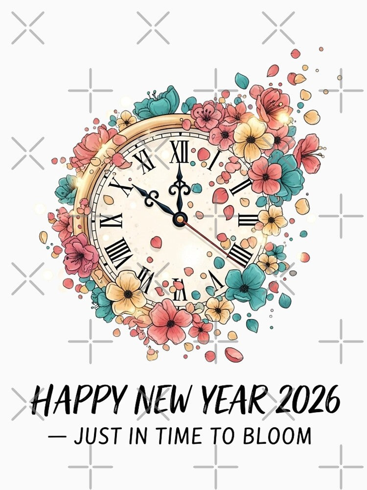 Happy New Year 2026 Floral Clock Bloom Design by lojadpop