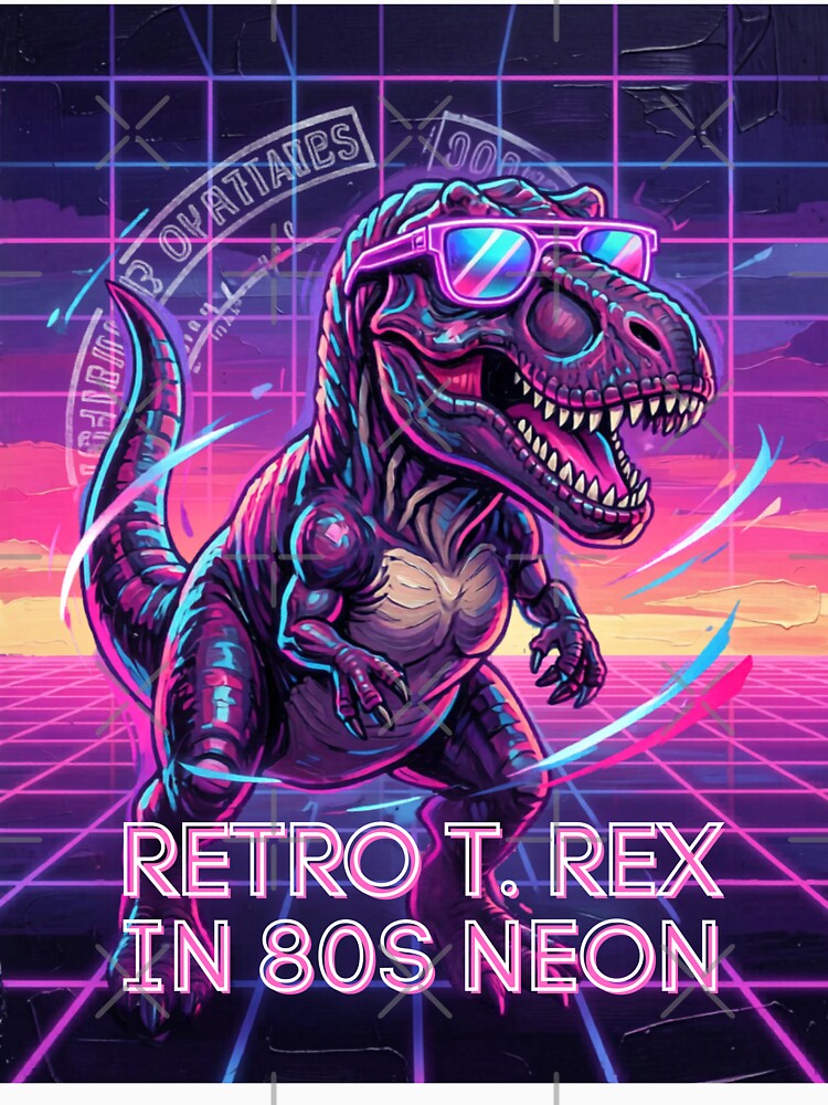 Retro T. Rex in 80s Neon – Synthwave Dinosaur Design by CallisC-Arts