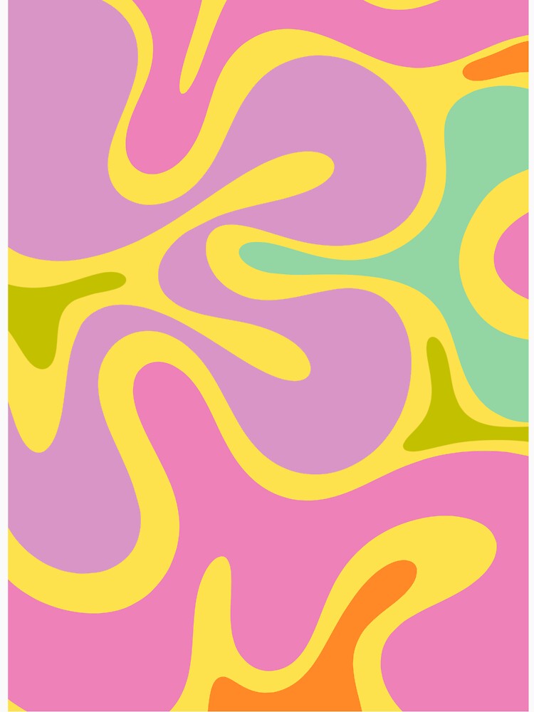 Smooth Contours Retro Modern Abstract Pattern Yellow Lilac Lavender by kierkegaard
