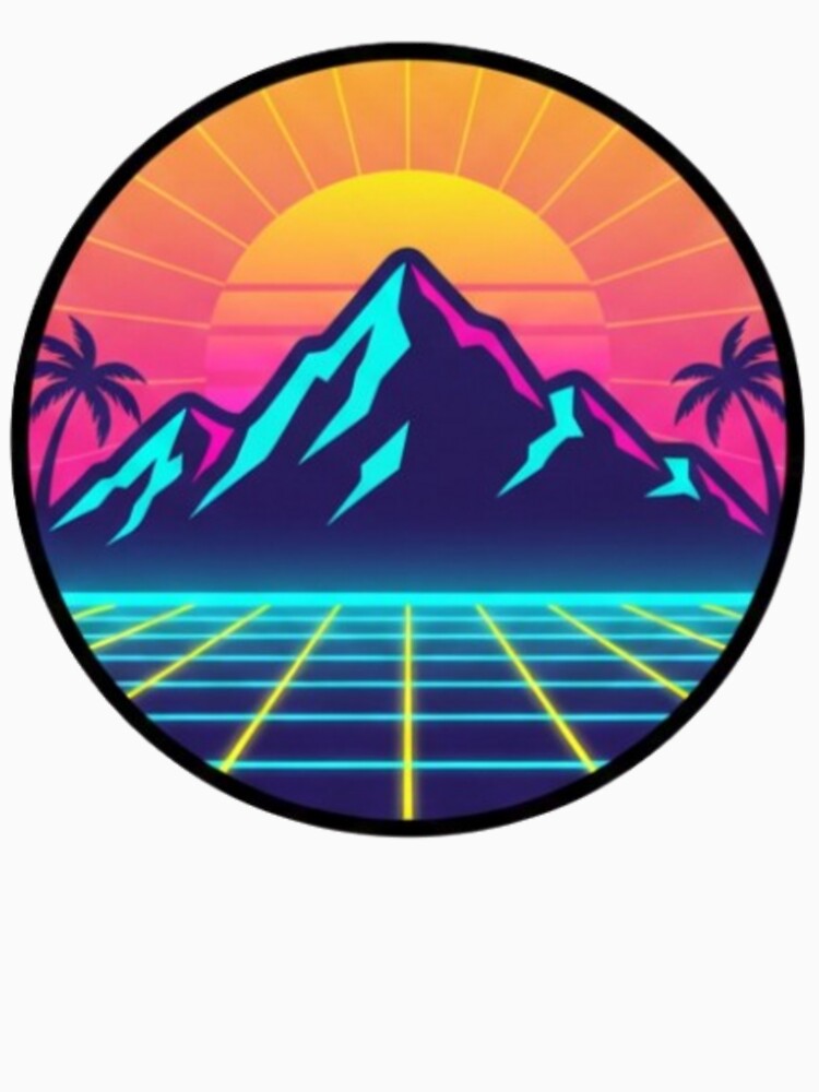 Retro Synthwave Mountain Sunset – Neon Vaporwave Landscape by Dogandesighn