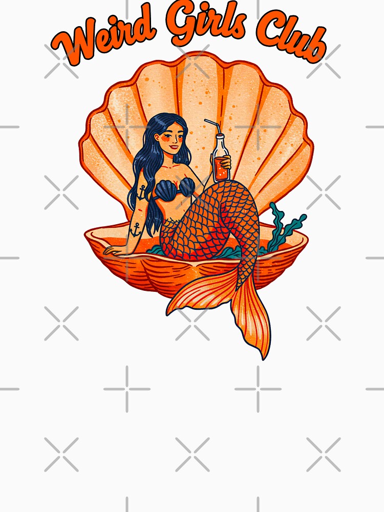 Weird Girls Club Mermaid Seashell Vintage Humor by TeeARTHY