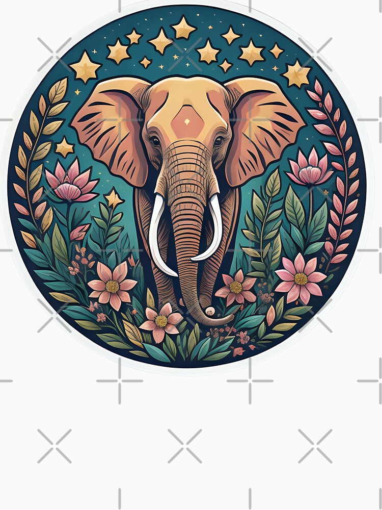 African bush elephan surrounded by pink flowers by WildStudiio