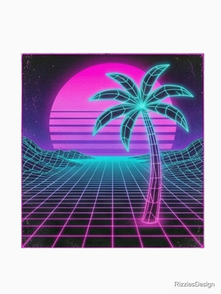 Retro Vaporwave Palm Tree Neon Sunset by RizziesDesign