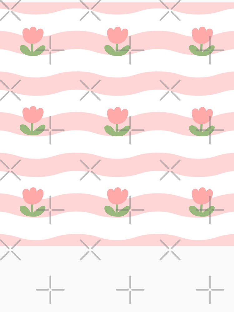 Cute Pink Tulip Floral Wavy Stripes Soft Pastel Seamless Pattern by Art IN Pack