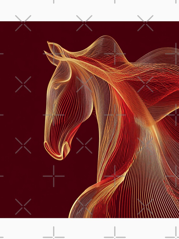 Abstract Minimalistic 2026 Red Fire Horse Elegant Curvature by GrinGalore