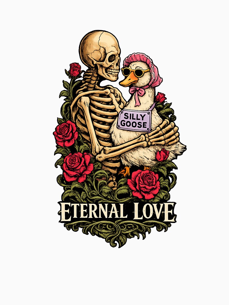 Eternal Love – Gothic Skeleton & Silly Goose Dark Romance Art by PRfoxy