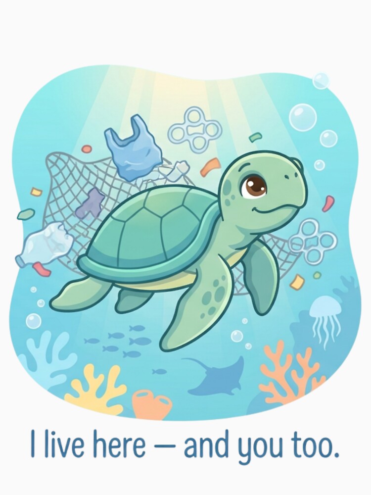 Ocean Pollution Turtle Illustration by On My Print