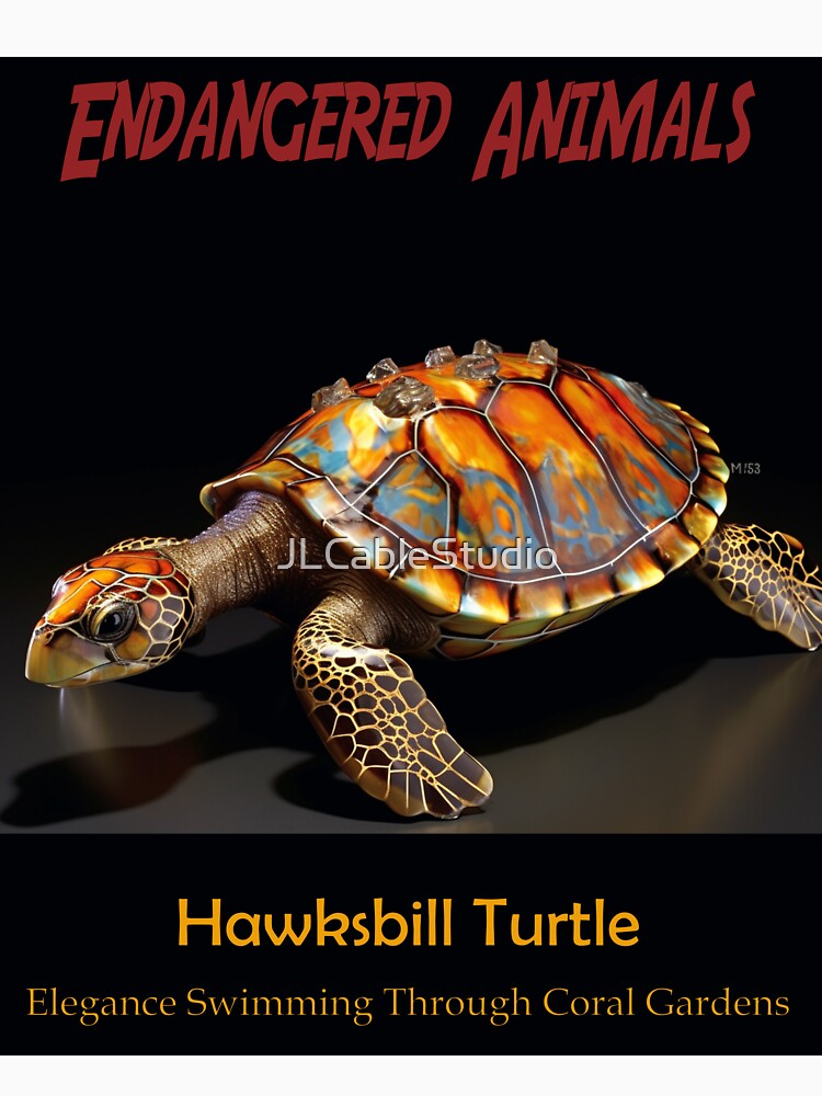 Hawksbill Turtle: Elegance Swimming Through Coral Gardens by JLCableStudio