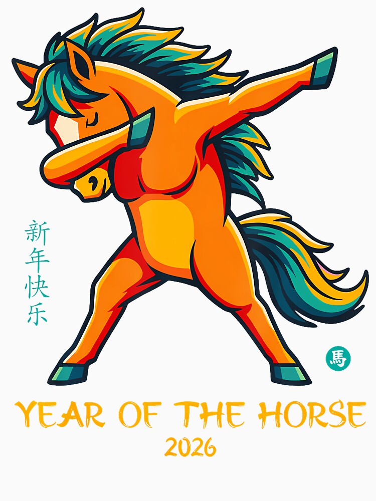 Dabbing Horse Lunar Chinese New Year Of The Horse 2026 by JanetCarolyn