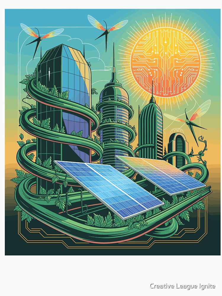Solarpunk Futuristic City Circuit Sun Green Tech by Creative League Ignite