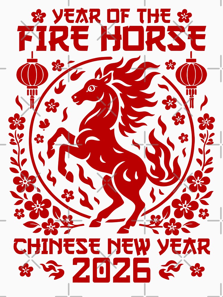 Year Of Fire Horse 2026 Lunar New Year Happy Chinese Zodiac by gunaone-design