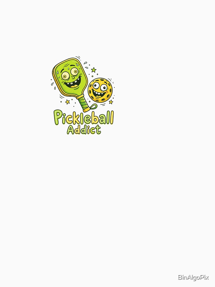 Pickleball Addict - Cartoon Paddle Design by BinAlgoPix