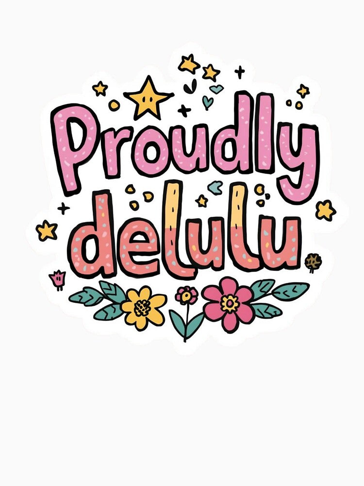 proudly Delulu quotes meme stickers| Delulu Is The Solulu Sticker | Funny Meme Aesthetic | In My Delulu Era 2026 | Kpop Delusional overthinking manVibes v10 by CosmicNook1