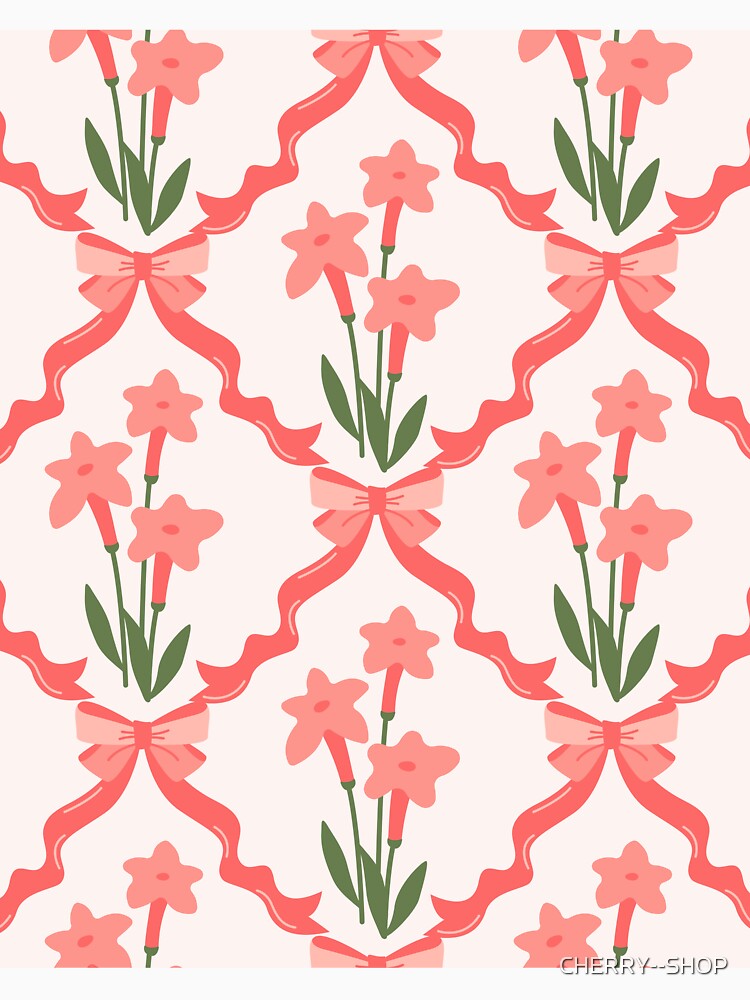 Coquette Floral trellis pattern with bows and ribbons by CHERRY--SHOP