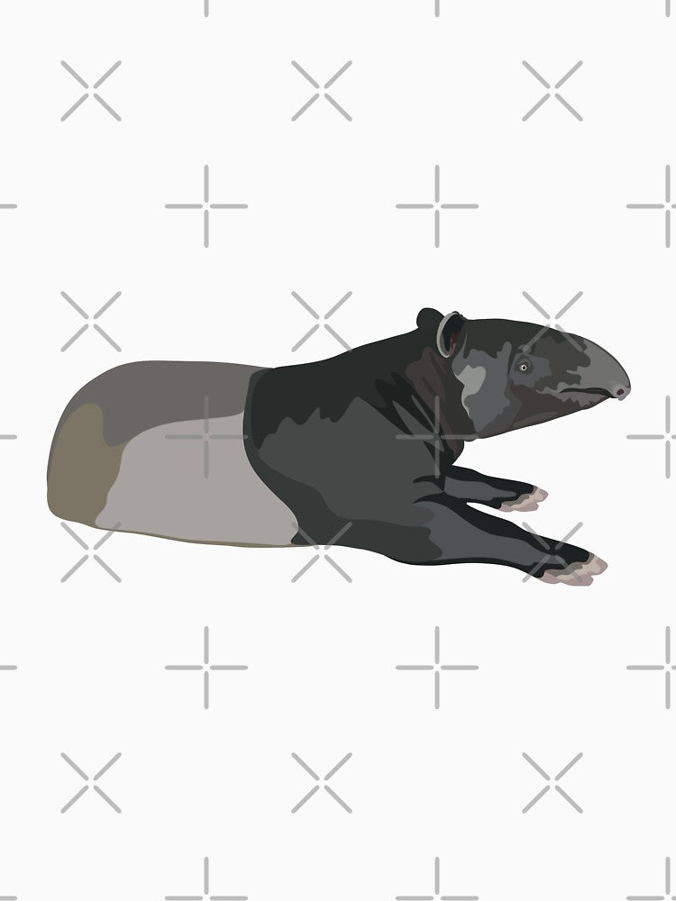 M is for Malayan Tapir ,Malayan Tapir – Distinctive Southeast Asian Forest Mammal Illustration by PrettylittlepastelUk