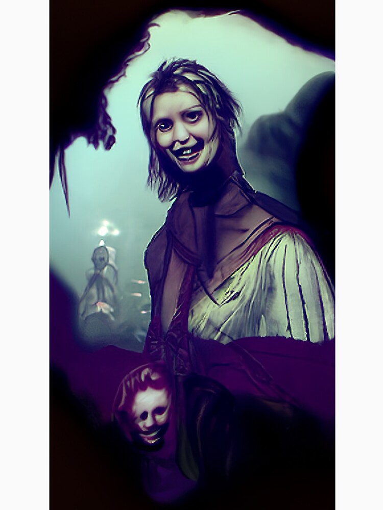 a sinister, smiling young woman (with alien) by kiertwice