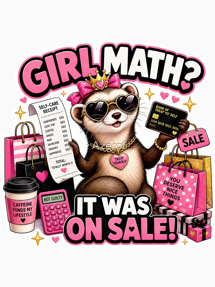 Girl Math? It Was On Sale! - Funny Shopping Ferret Sticker by Azerof
