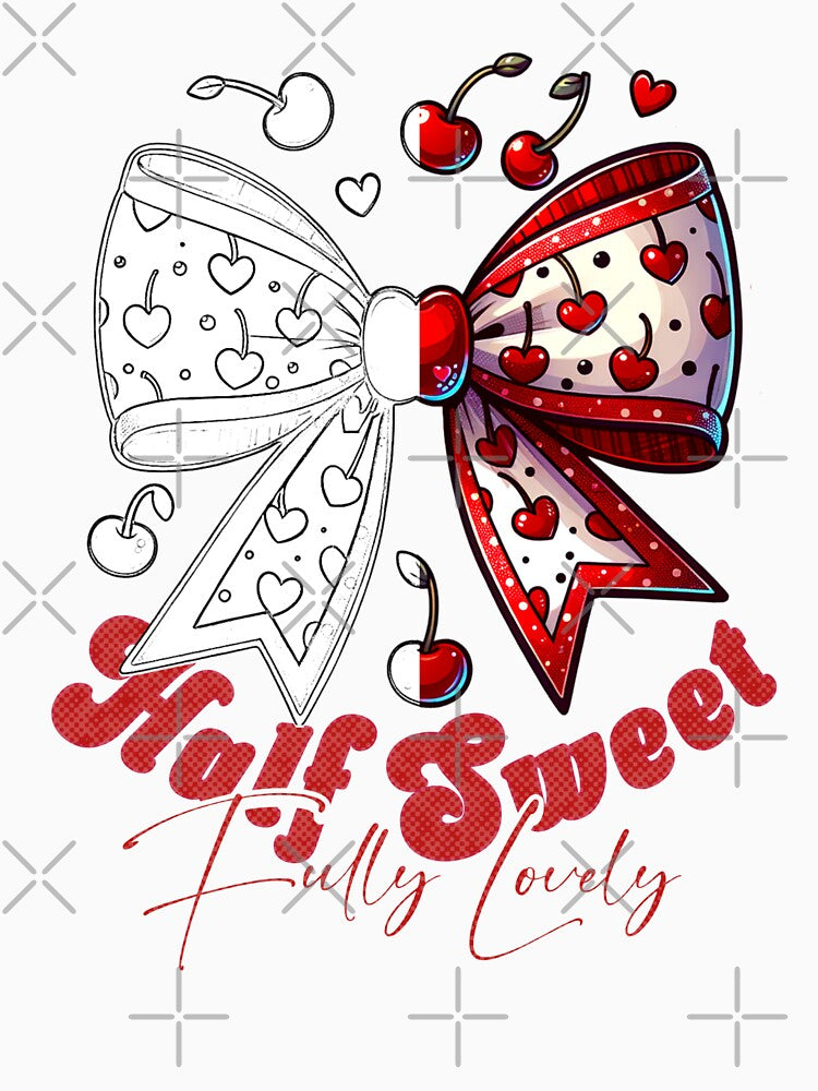 DOODLED COQUETTE BOW WITH CHERRIES - HALF SWEET FULLY LOVELY by justyna-s28